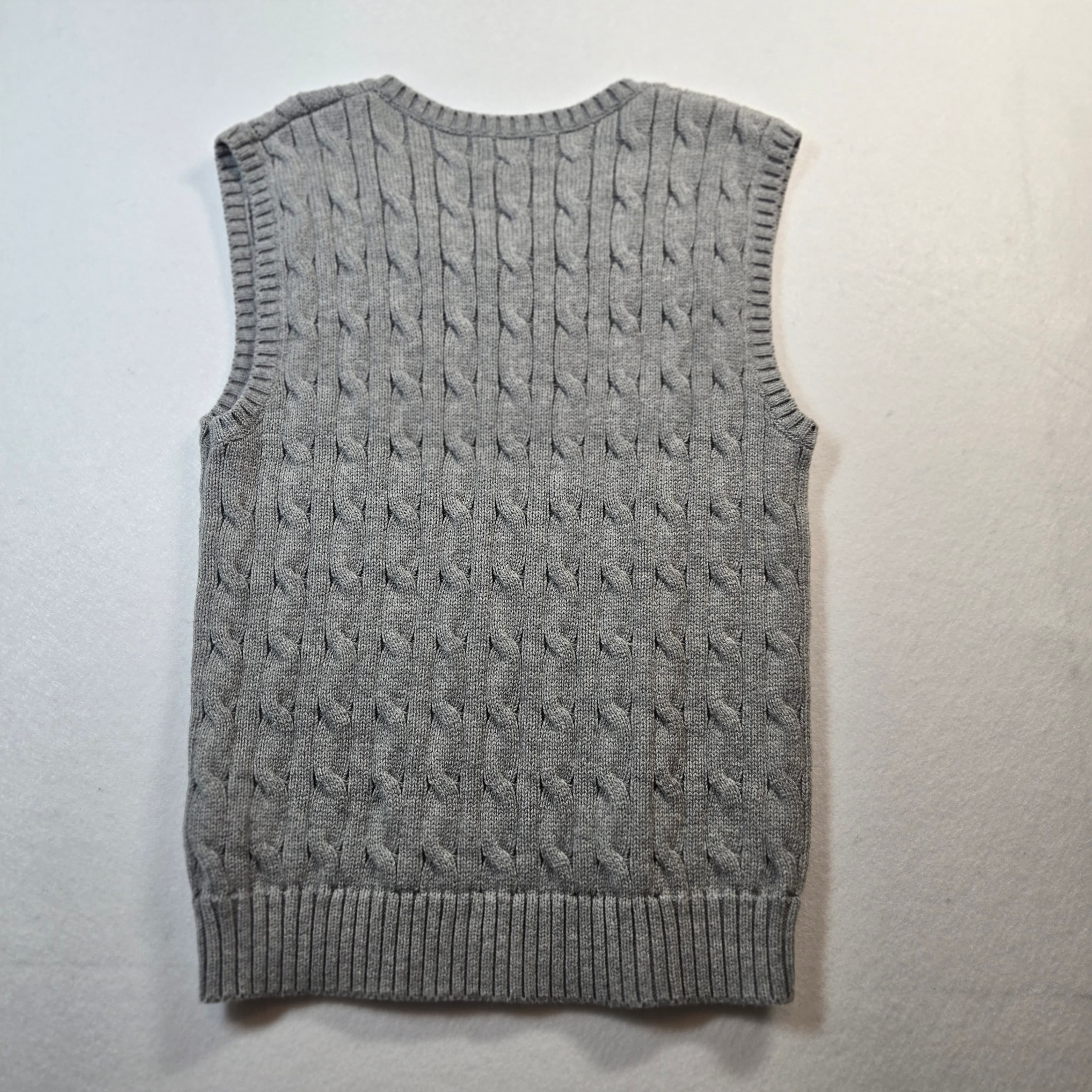 Boys Polo Ralph Lauren Cable Knit Sweater Vest Grey Size 7 - Thumbnail 3