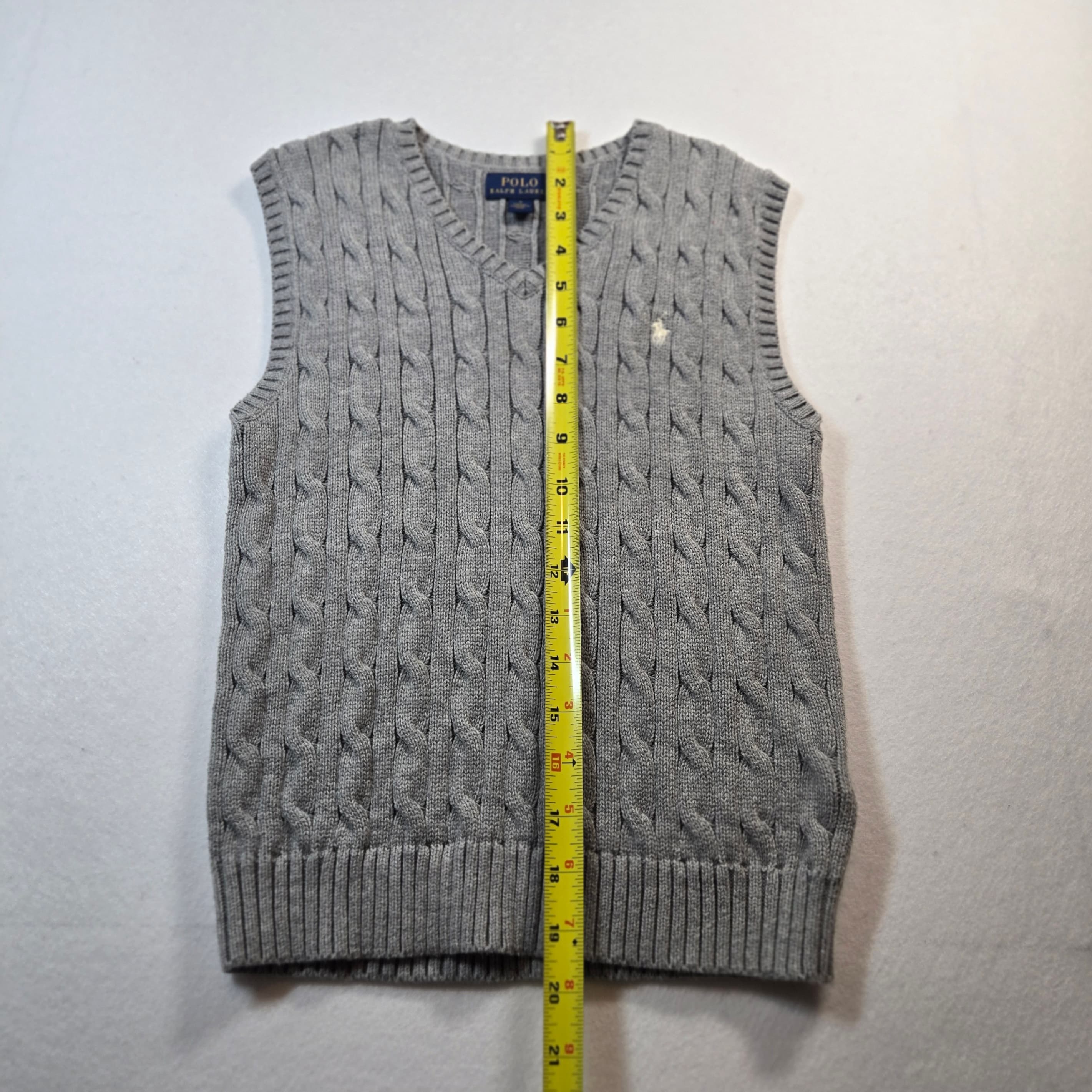 Boys Polo Ralph Lauren Cable Knit Sweater Vest Grey Size 7 - Thumbnail 4