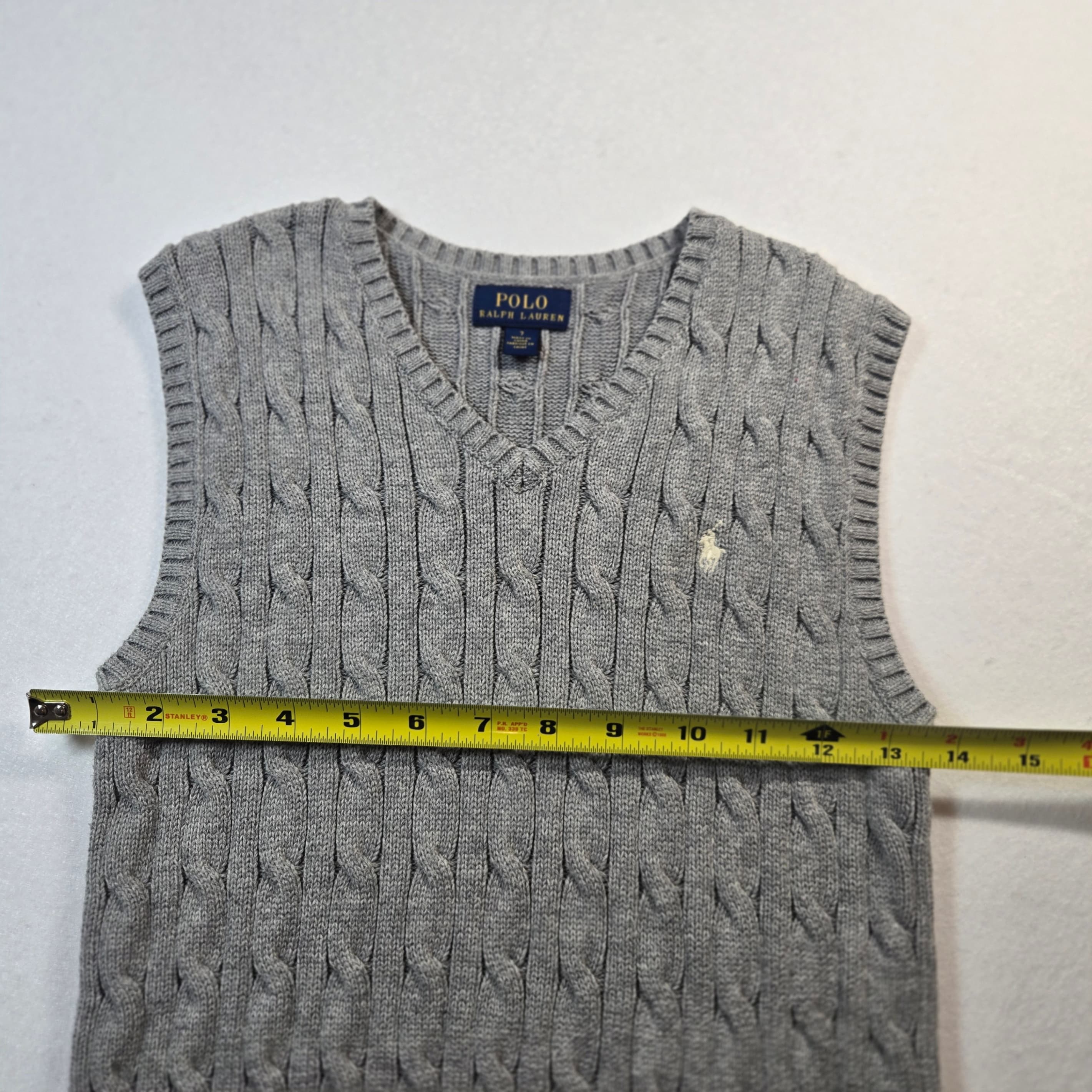 Boys Polo Ralph Lauren Cable Knit Sweater Vest Grey Size 7 - Thumbnail 2