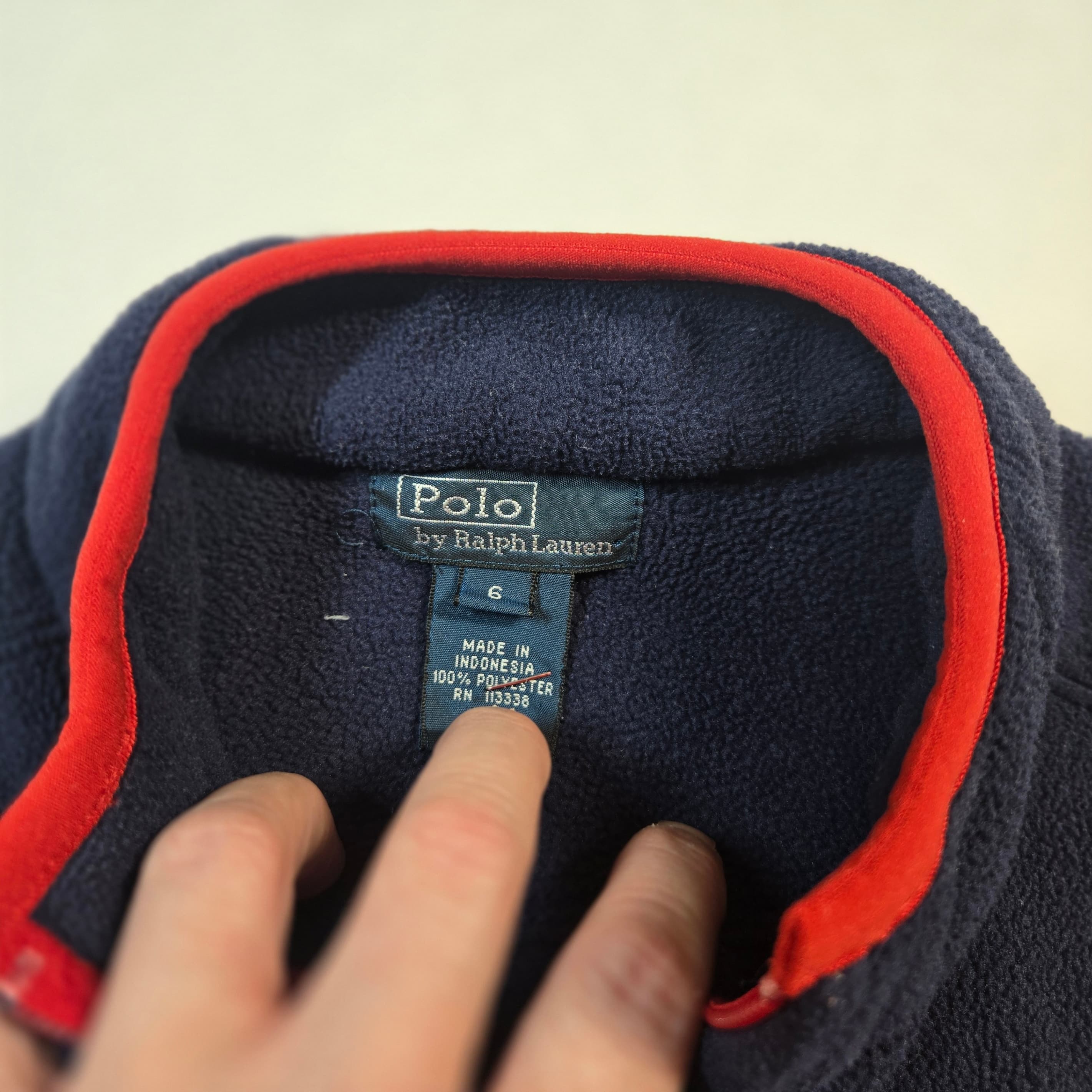 Boys Polo Ralph Lauren Fleece Vest Navy Red Trim Size 6 - Thumbnail 8