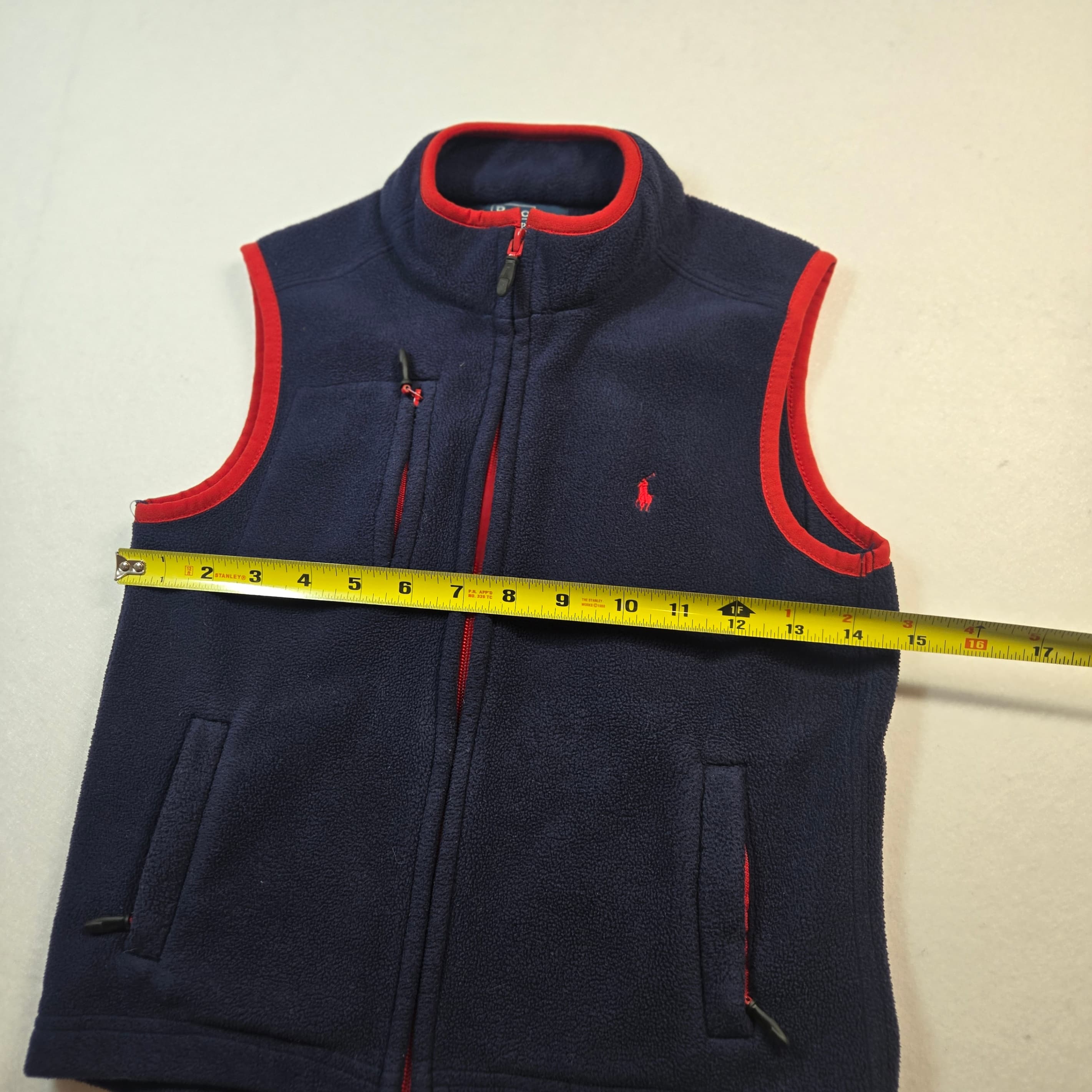 Boys Polo Ralph Lauren Fleece Vest Navy Red Trim Size 6 - Thumbnail 6