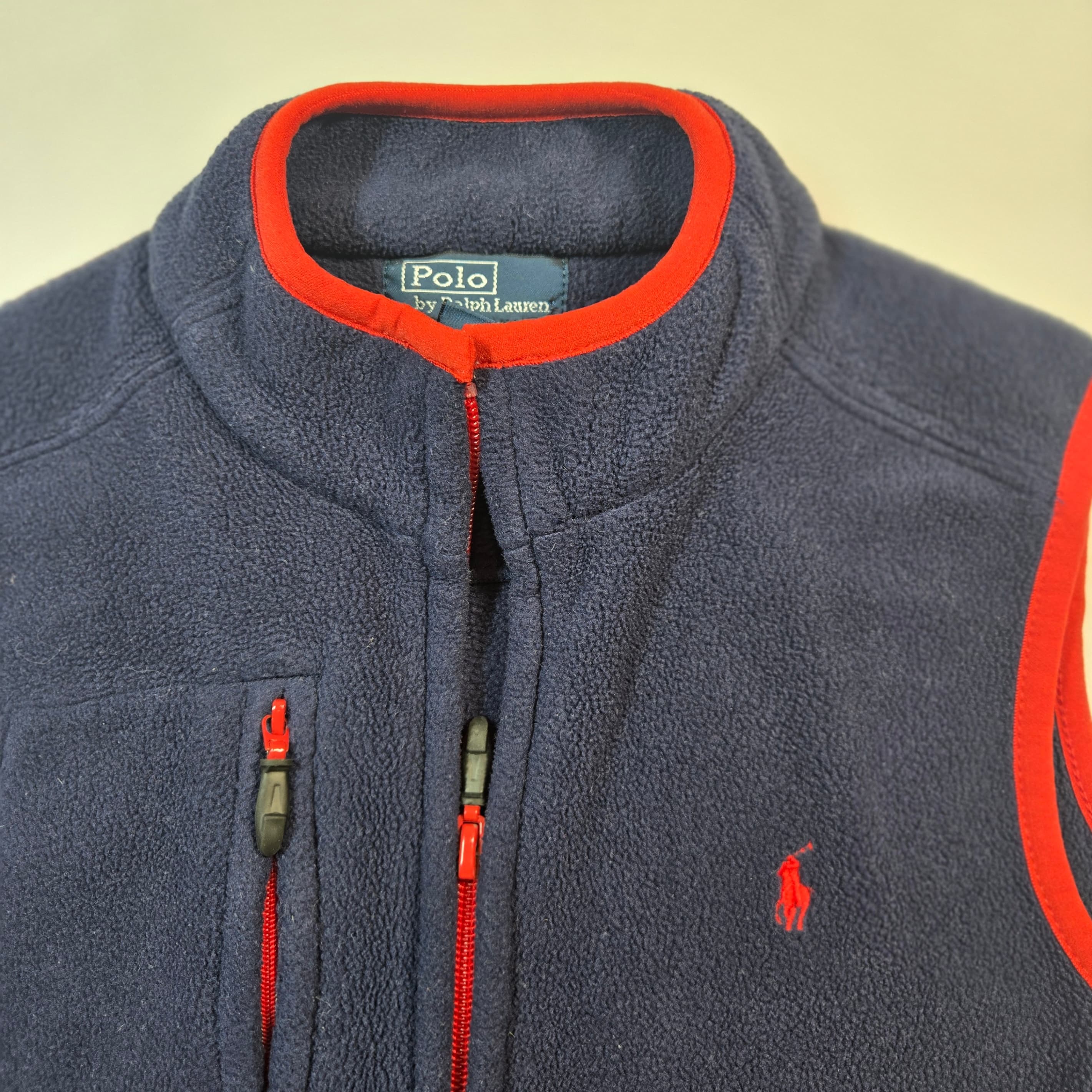 Boys Polo Ralph Lauren Fleece Vest Navy Red Trim Size 6 - Thumbnail 7