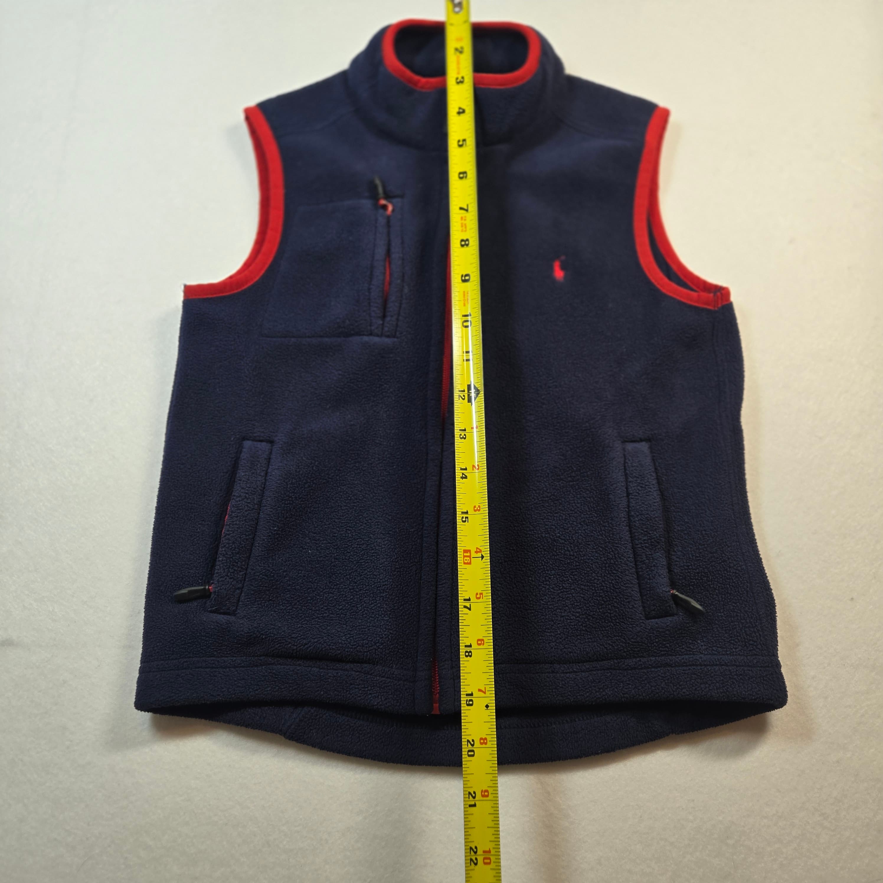 Boys Polo Ralph Lauren Fleece Vest Navy Red Trim Size 6 - Thumbnail 4