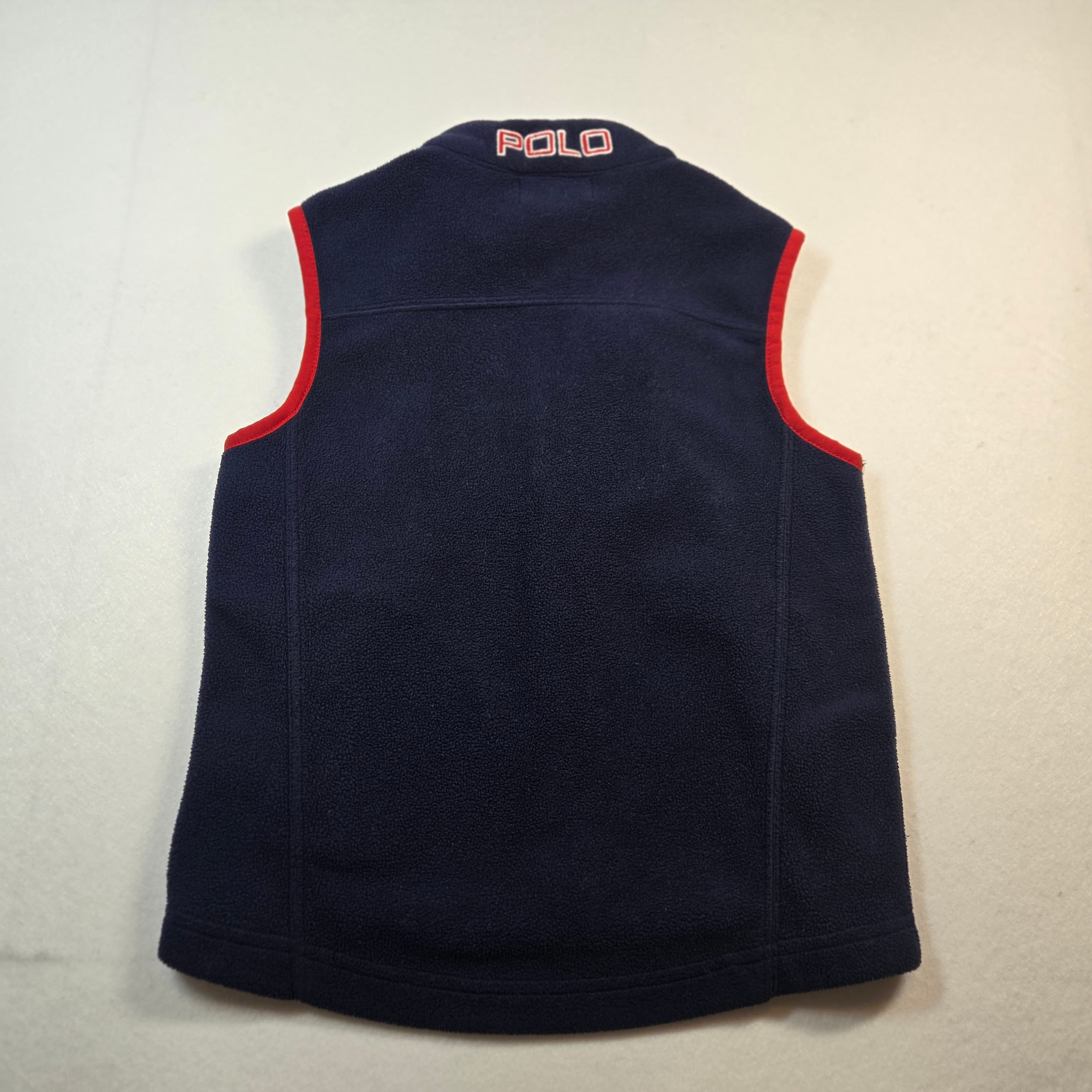 Boys Polo Ralph Lauren Fleece Vest Navy Red Trim Size 6 - Thumbnail 3