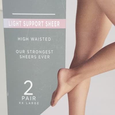 Silk Impressions Pantyhose 2 Pack XXL Coffee Bean 20 Denier Light Support Sheer - Thumbnail 3