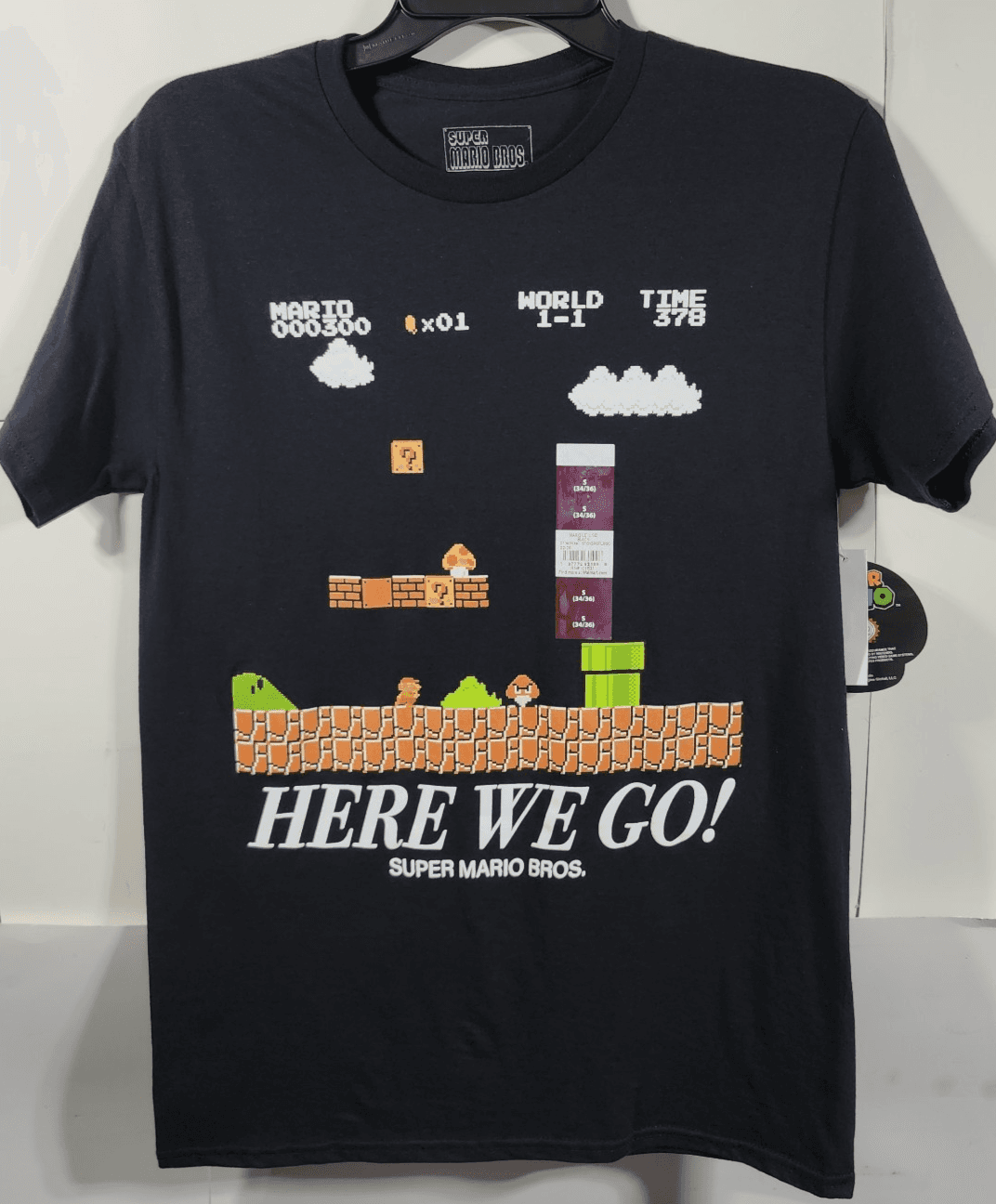 Super Mario Bros TShirt Men's Small Here We Go Graphic Short Sleeve Black NEW - Thumbnail 5