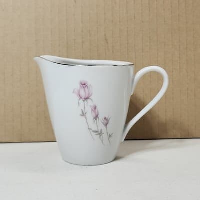 Rose China 2204 Creamer White With Silver Trim Japan 3.5" - Thumbnail 2
