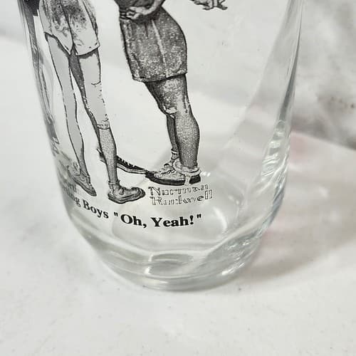 Vintage Norman Rockwell Tumbler Glassware “The Sporting Boys” Oh Yeah Cup - Thumbnail 4