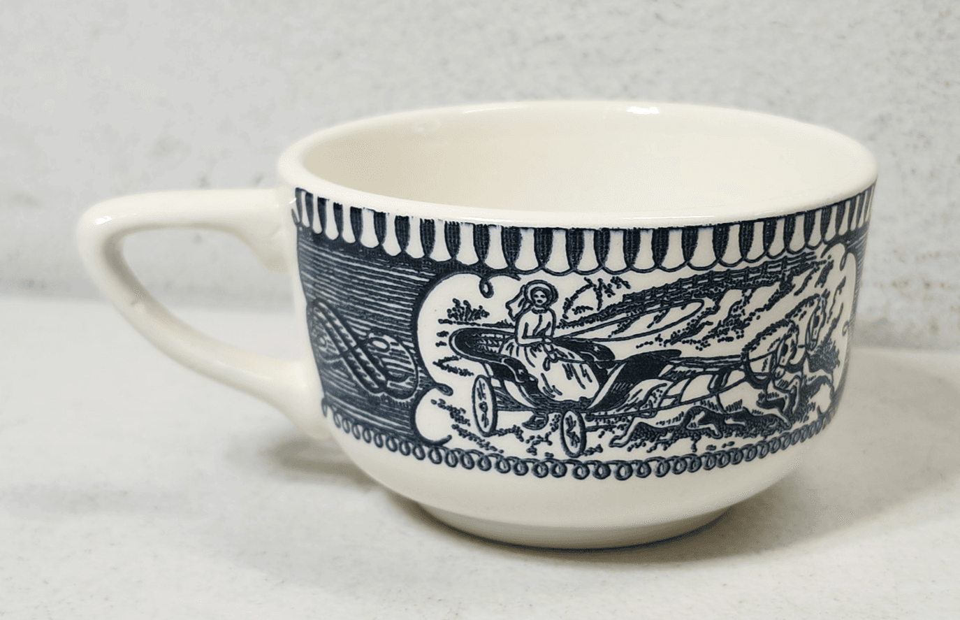 Royal Currier & Ives Vintage Horse & Carriage Blue China Coffee Tea Cup - Thumbnail 5