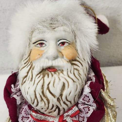 Vintage Santa Claus Head Ornament Holiday Tree Decoration Hanging - Thumbnail 3