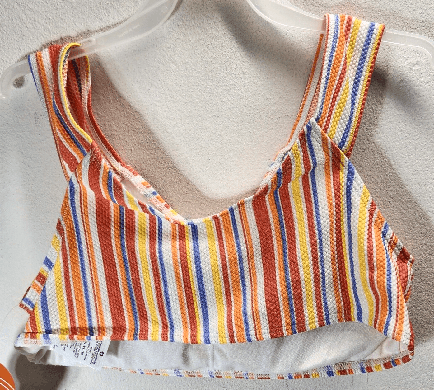 Wonder Nation Girls Bikini Top Size XL Colorful Stripes Padded Top Only NEW - Thumbnail 3