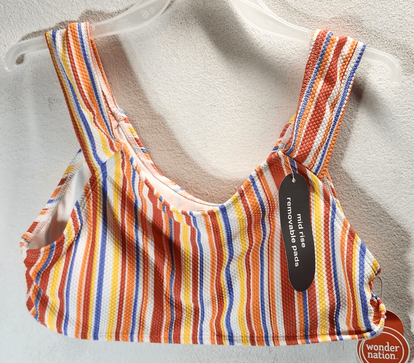 Wonder Nation Girls Bikini Top Size XL Colorful Stripes Padded Top Only NEW - Thumbnail 4