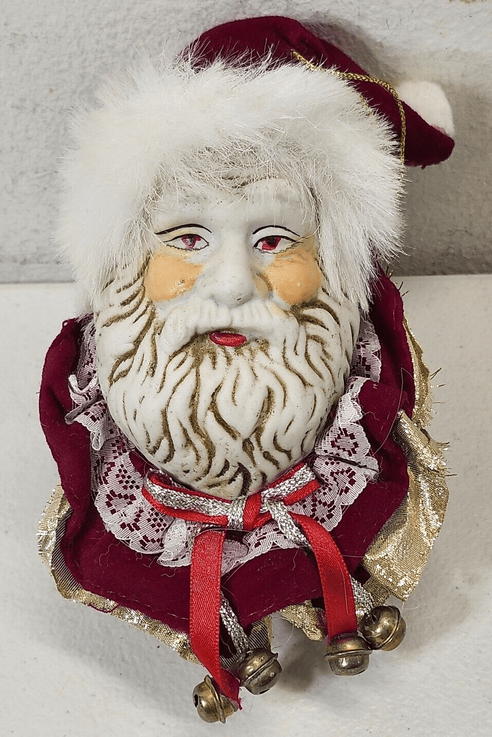 Vintage Santa Claus Head Ornament Holiday Tree Decoration Hanging - Thumbnail 2