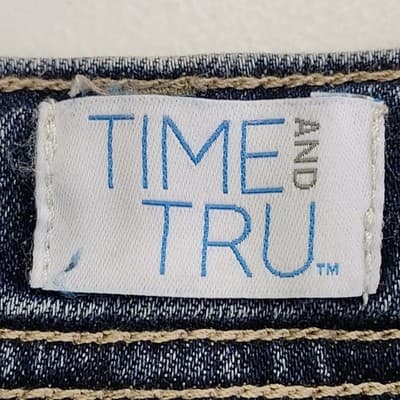 Women's 4 Jeans Blue Cuffed Hem Stretch Denim Pants Time And Tru NEW - Thumbnail 8