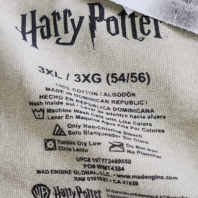 Harry Potter Men's 3XL Hogwarts Herbology Beige Cotton Graphic T-Shirt NEW - Thumbnail 7