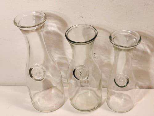 3 Embossed Since 1852 Glass Milk Wine Carafe Decanter Pitcher Bottle Decor - Thumbnail 2