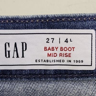 GAP Baby Boot Mid Rise Jeans Blue Wash Size 27x33 Classic Casual Normcore - Thumbnail 7