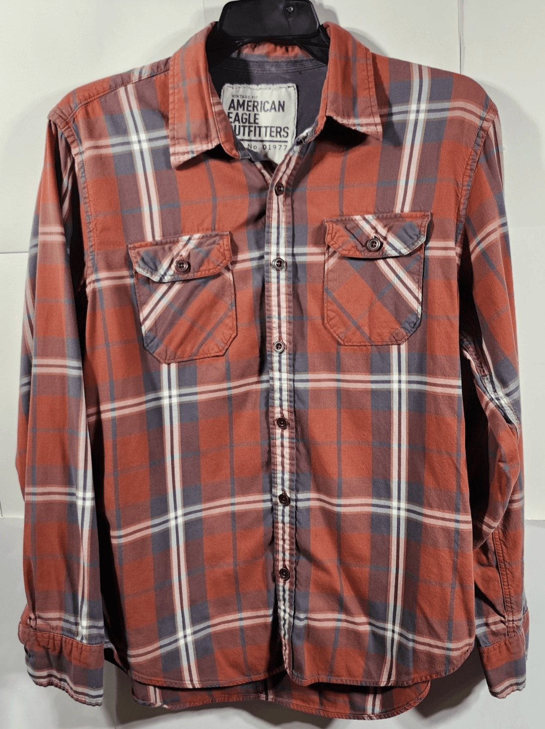 American Eagle Men's Large Shirt Button Up Vintage Fit Long Sleeve Plaid