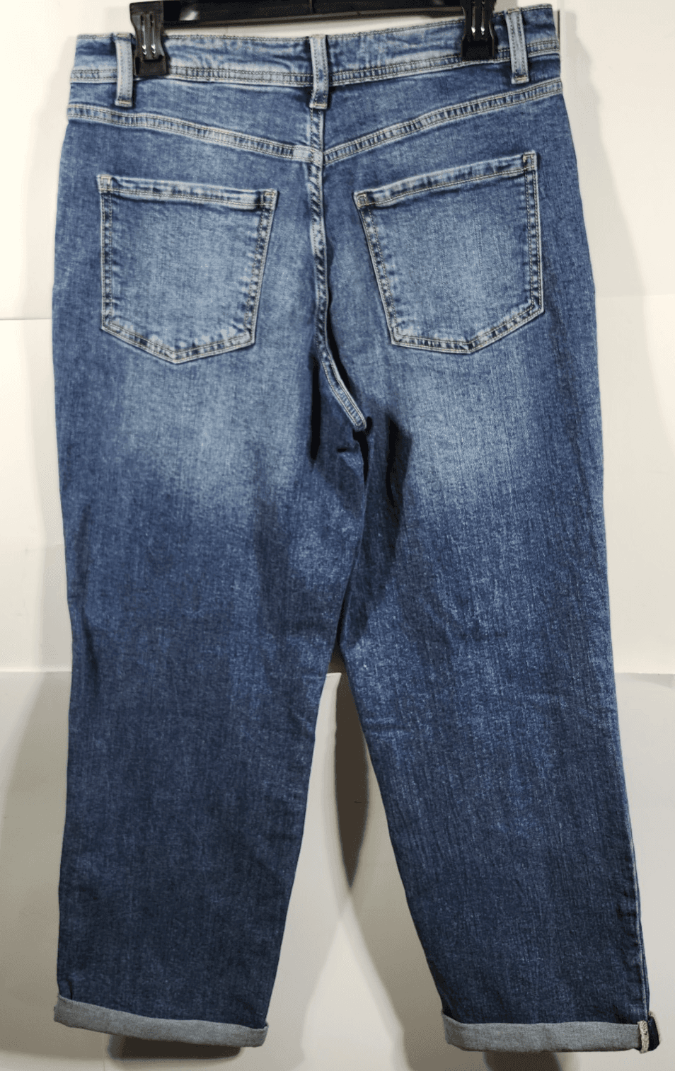 Women's 4 Jeans Blue Cuffed Hem Stretch Denim Pants Time And Tru NEW - Thumbnail 6