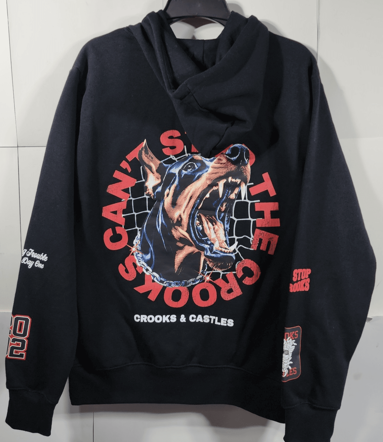 Crooks & Castles Men's XS Hoodie Doberman Graphic Black Hooded Sweatshirt NEW - Thumbnail 6