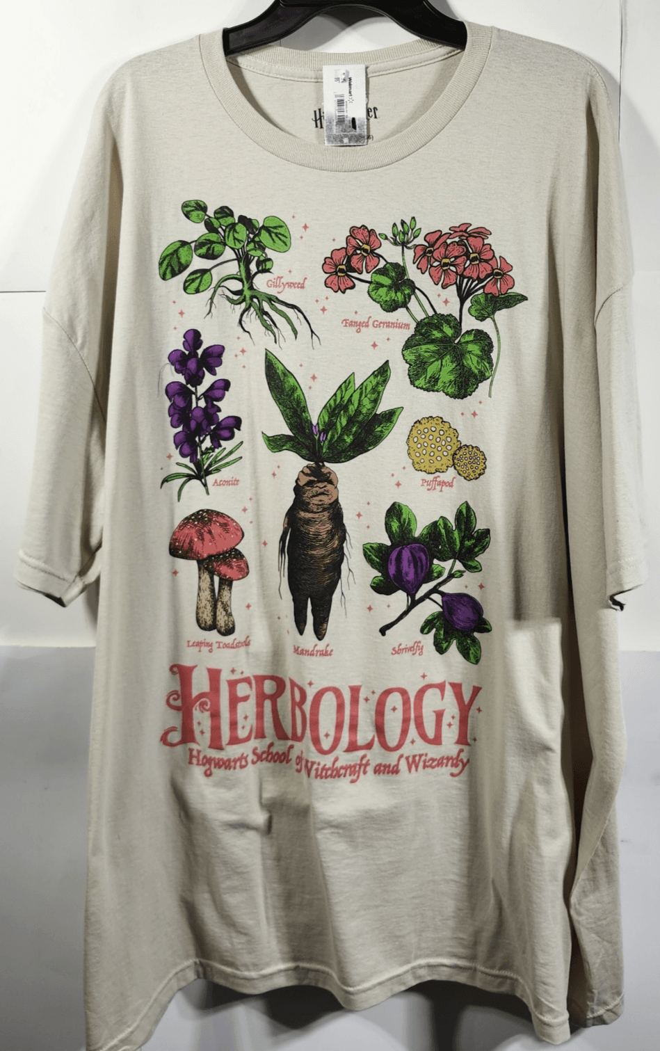 Harry Potter Men's 3XL Hogwarts Herbology Beige Cotton Graphic T-Shirt NEW - Thumbnail 5