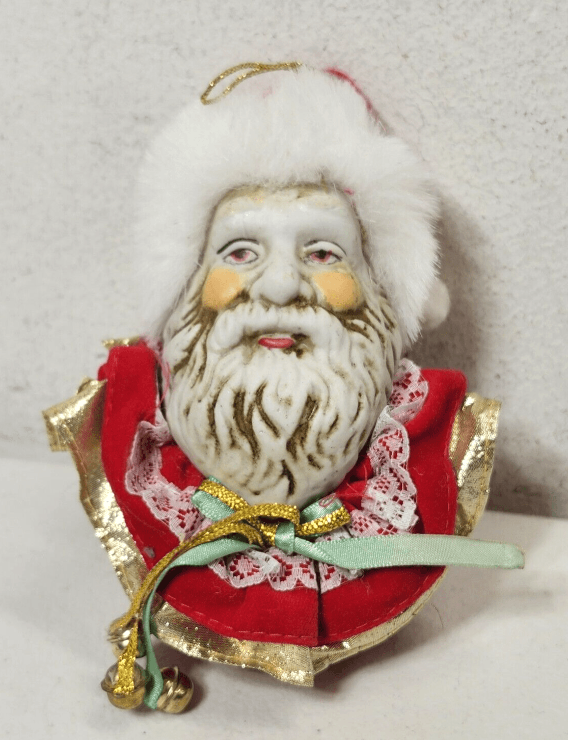 Vintage Santa Claus Head Ornament Holiday Tree Decoration Hanging - Thumbnail 2
