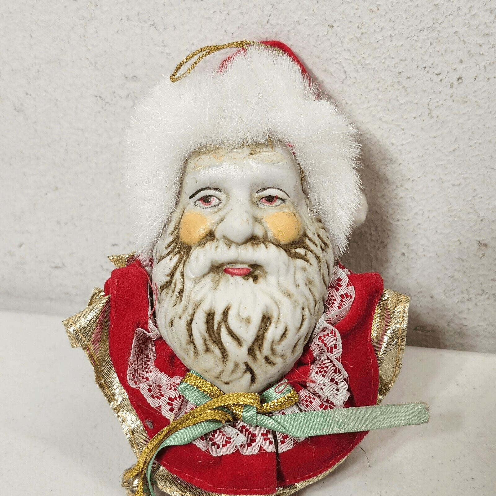 Vintage Santa Claus Head Ornament Holiday Tree Decoration Hanging - Thumbnail 3