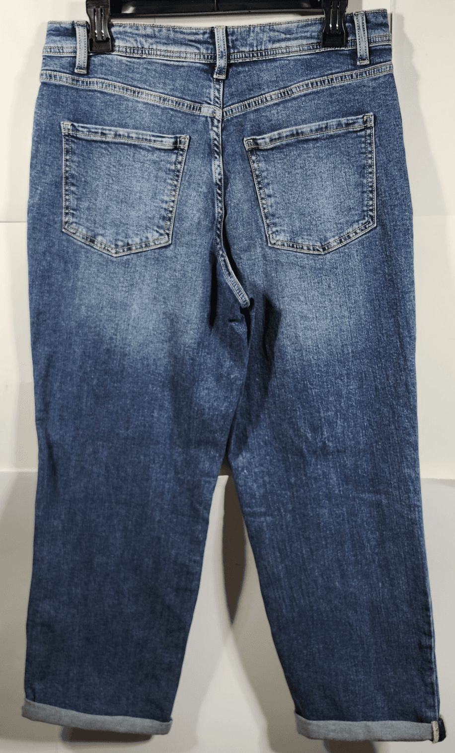 Women's 4 Jeans Blue Cuffed Hem Stretch Denim Pants Time And Tru NEW - Thumbnail 4