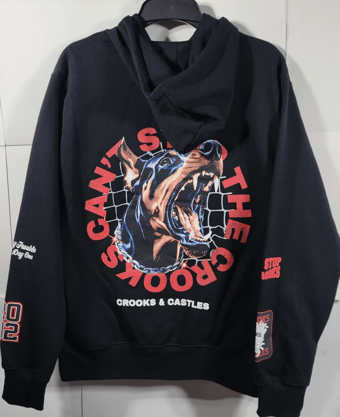 Crooks & Castles Men's XS Hoodie Doberman Graphic Black Hooded Sweatshirt NEW - Thumbnail 4