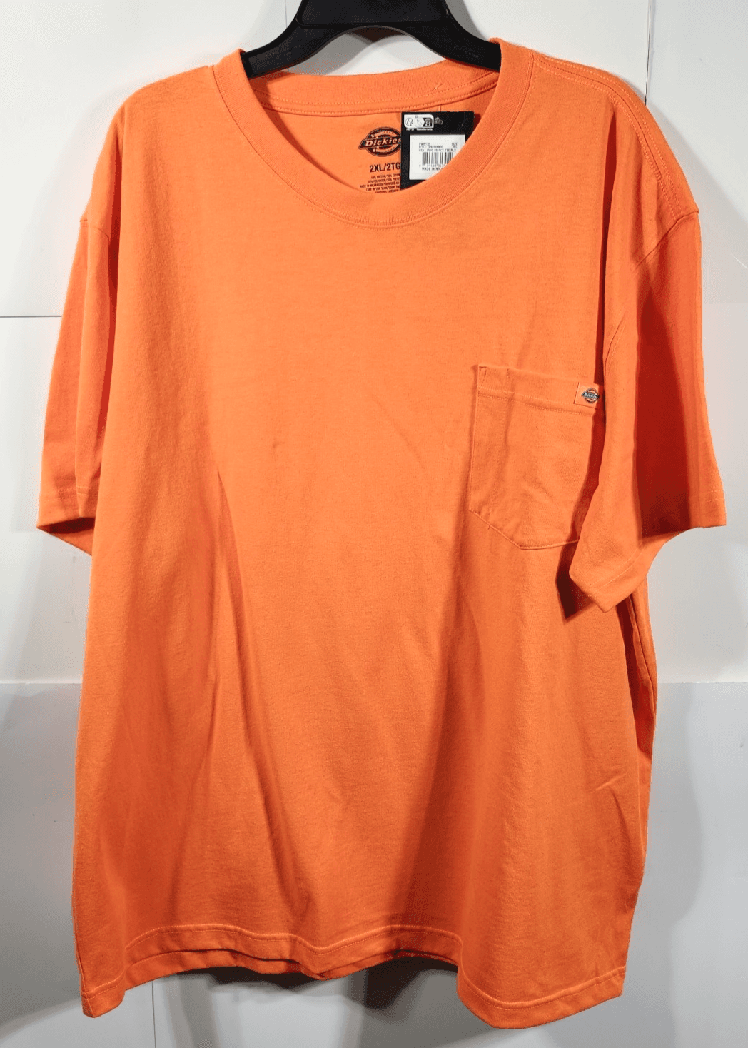 Dickies Men's XXL Work T Shirt Orange Safety Chest Pocket Short Sleeve NEW