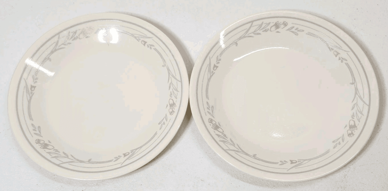 2 Corelle Tulip Rose Appetizer Plates 6.75" Blue Pink
