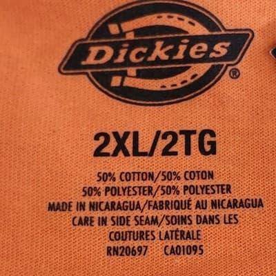 Dickies Men's XXL Work T Shirt Orange Safety Chest Pocket Short Sleeve NEW - Thumbnail 7