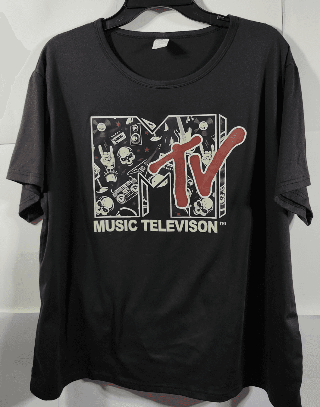 MTV Women's XXL Tshirt Rock n Roll Music Hard Heavy Metal Skull Guitar - Thumbnail 5