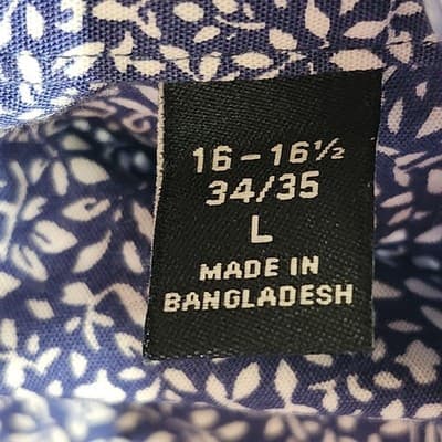 Tommy Hilfiger Men's Large Slim Fit Button Up Shirt Blue 16/16.5 Cotton - Thumbnail 9