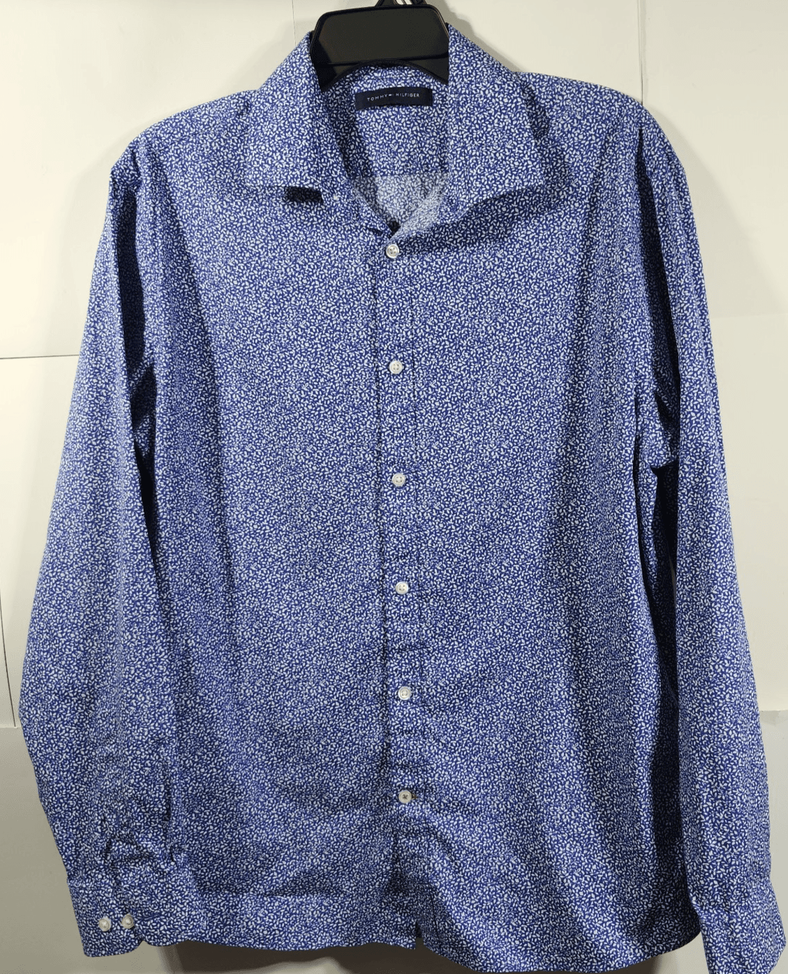 Tommy Hilfiger Men's Large Slim Fit Button Up Shirt Blue 16/16.5 Cotton - Thumbnail 5