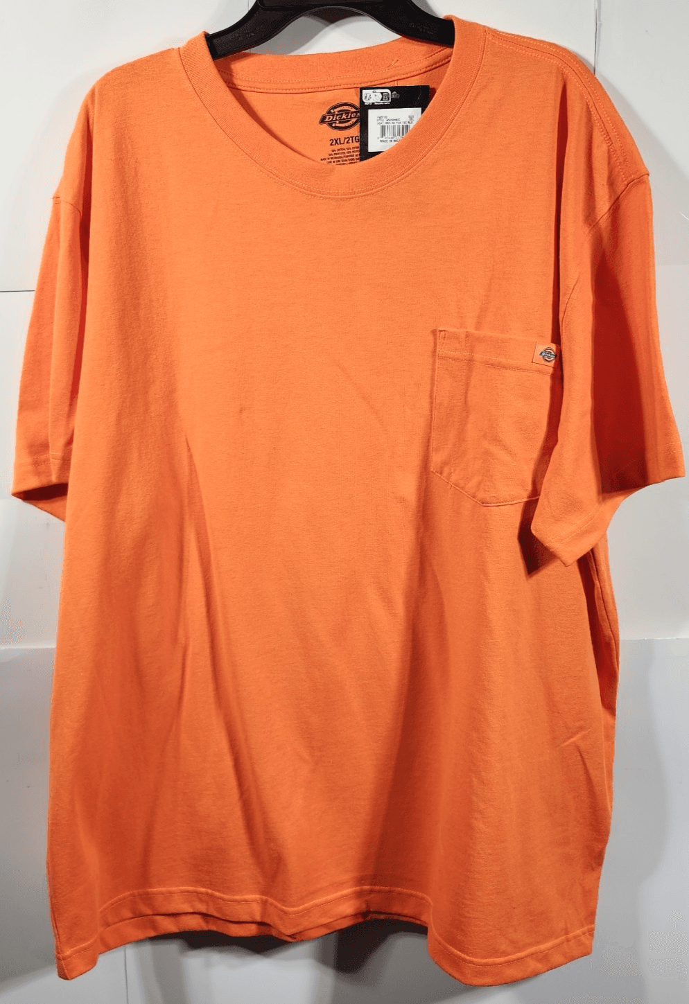 Dickies Men's XXL Work T Shirt Orange Safety Chest Pocket Short Sleeve NEW - Thumbnail 5