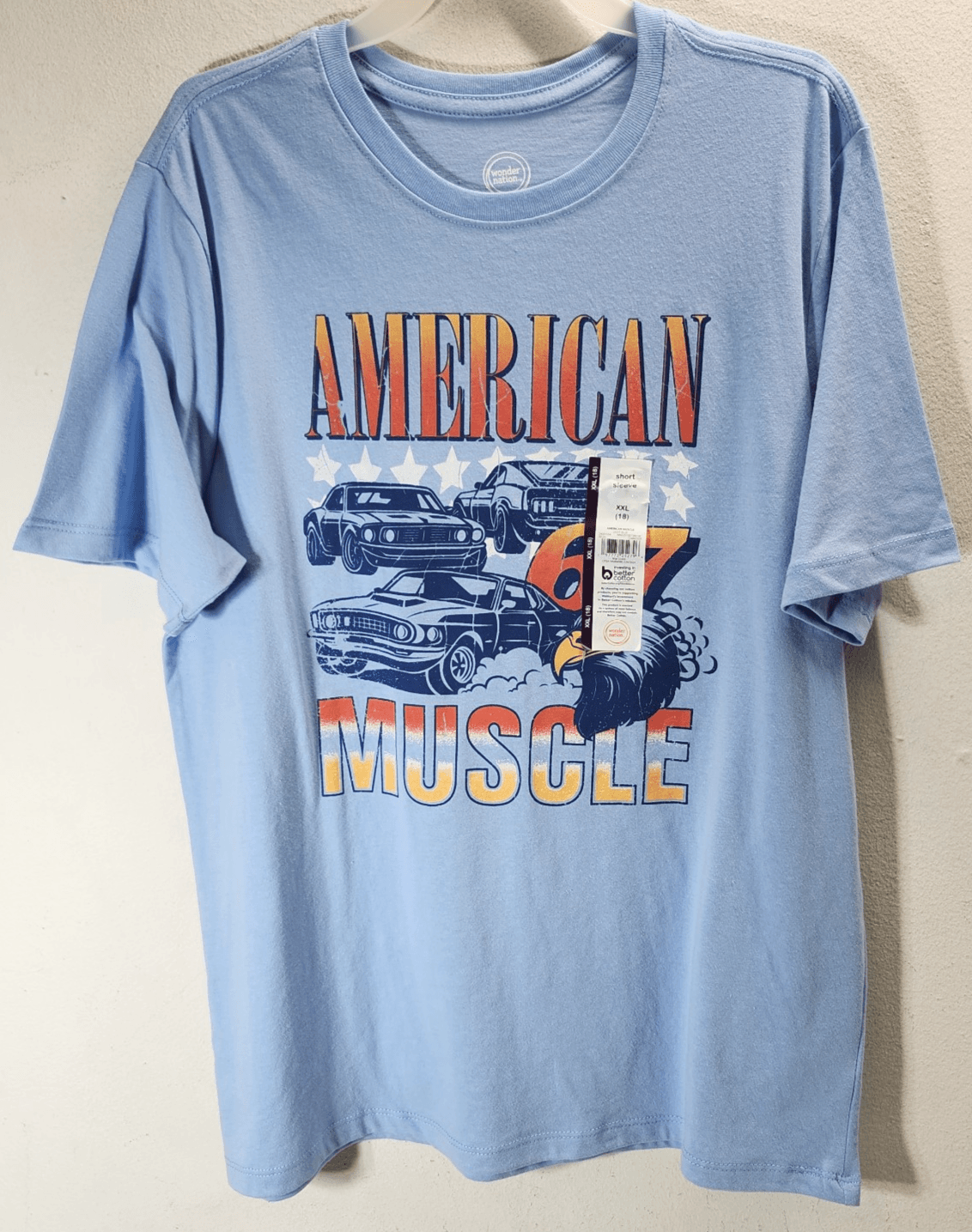 Boys XXL Short Sleeve T-Shirt American Muscle Car Themed Tee Wonder Nation NEW - Thumbnail 5
