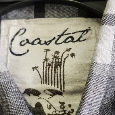 Coastal Shirt Mens' Medium Plaid Long Sleeve Button Up Gray Black Blue Cowboy - Thumbnail 7