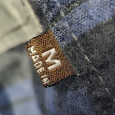 Coastal Shirt Mens' Medium Plaid Long Sleeve Button Up Gray Black Blue Cowboy - Thumbnail 8