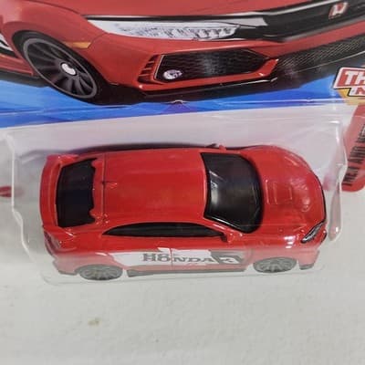2025 Hot Wheels Then And Now 2018 Honda Civic Type R Red Car 1/64 Toy Vehicle - Thumbnail 3