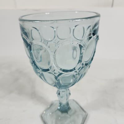 Fostoria Moonstone Light Blue Ice Tea Goblet Pressed Glass - Thumbnail 4