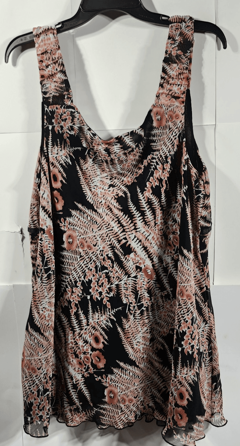 Fashion Bug Women's 20W Blouse Top Black Pink Floral Design Lightweight - Thumbnail 4