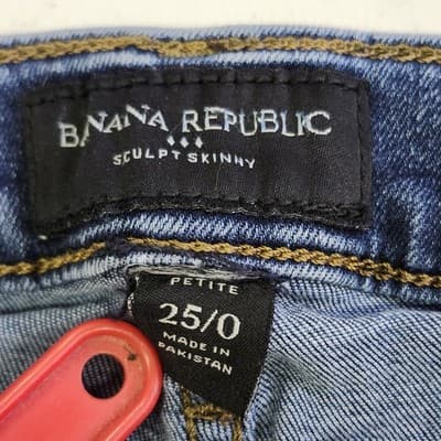 Banana Republic Women's Jeans Size 25/0 Petite Sculpt Skinny Blue Denim Pants - Thumbnail 7