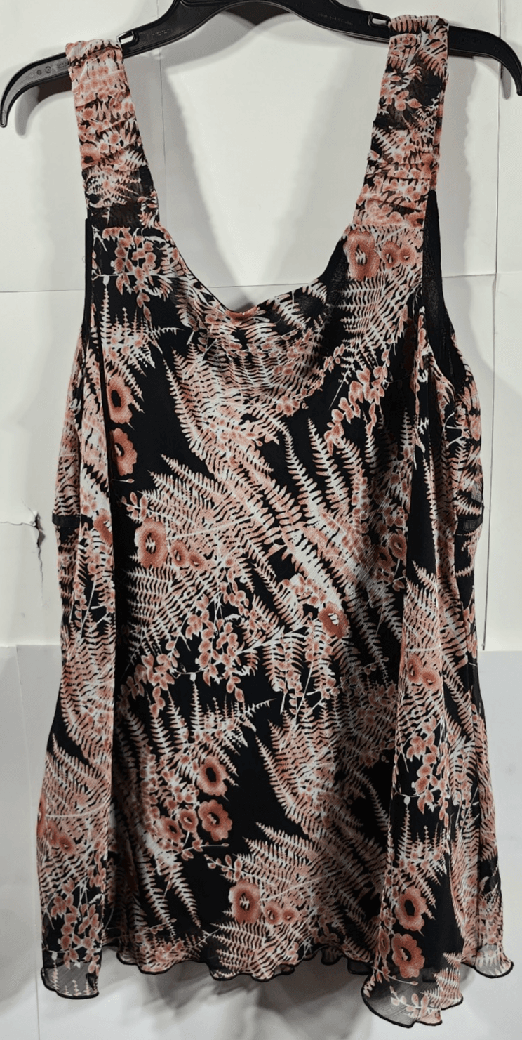 Fashion Bug Women's 20W Blouse Top Black Pink Floral Design Lightweight - Thumbnail 6
