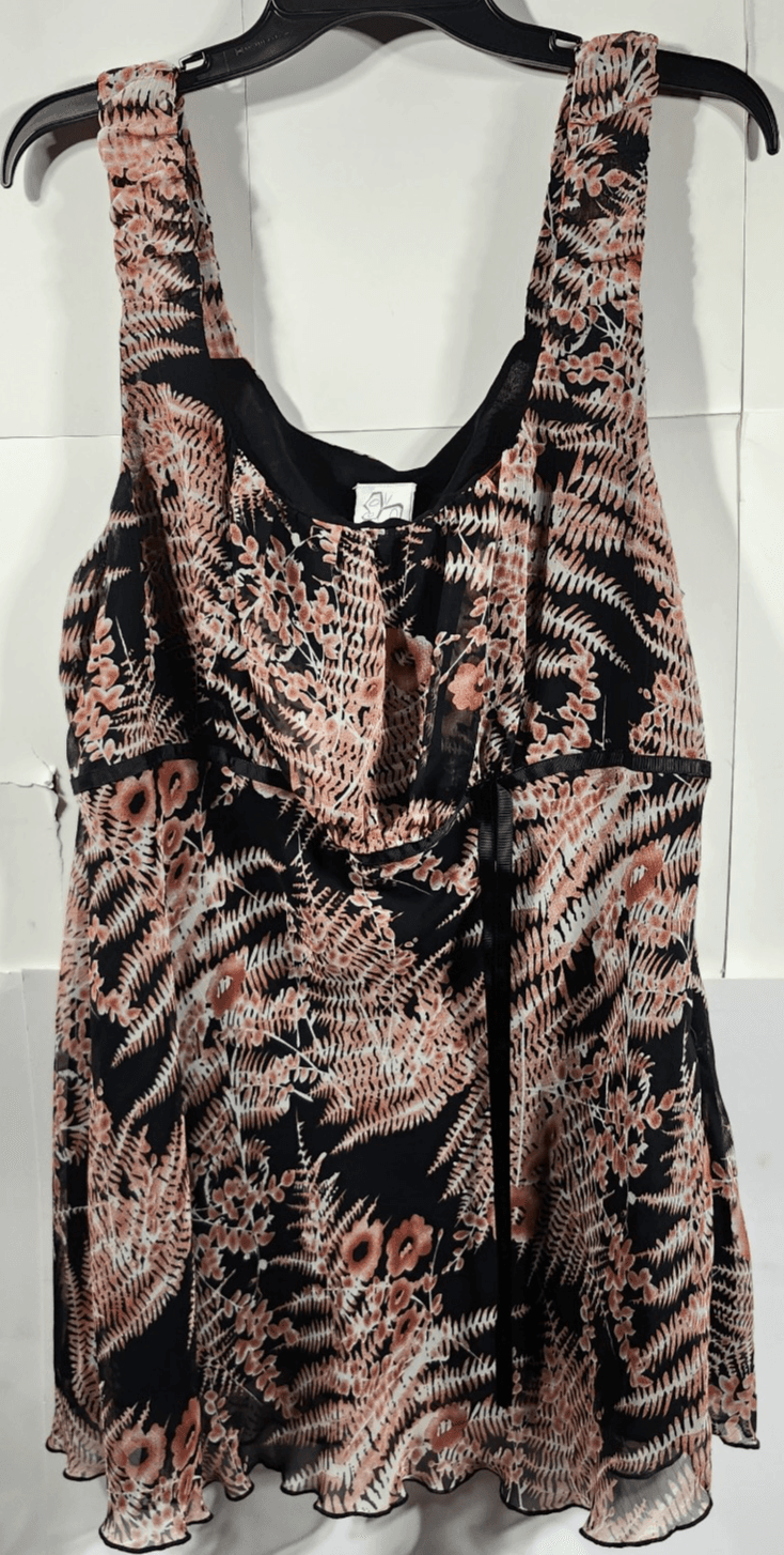 Fashion Bug Women's 20W Blouse Top Black Pink Floral Design Lightweight - Thumbnail 5