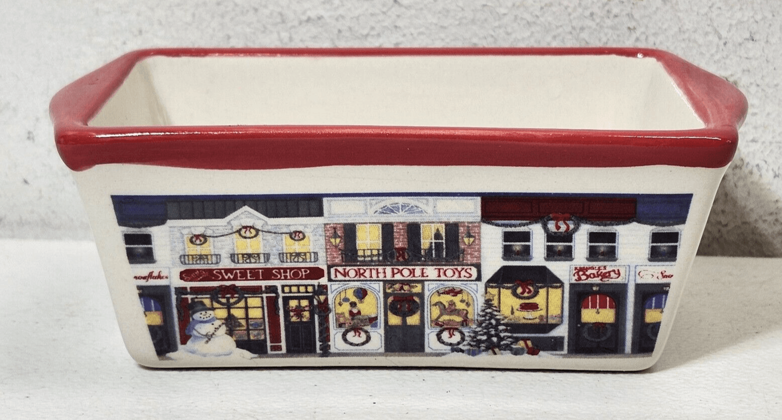 Winter Theme Nantucket Mini Loaf Pan Decorative City Holiday Scene 5.5" X 3.5"