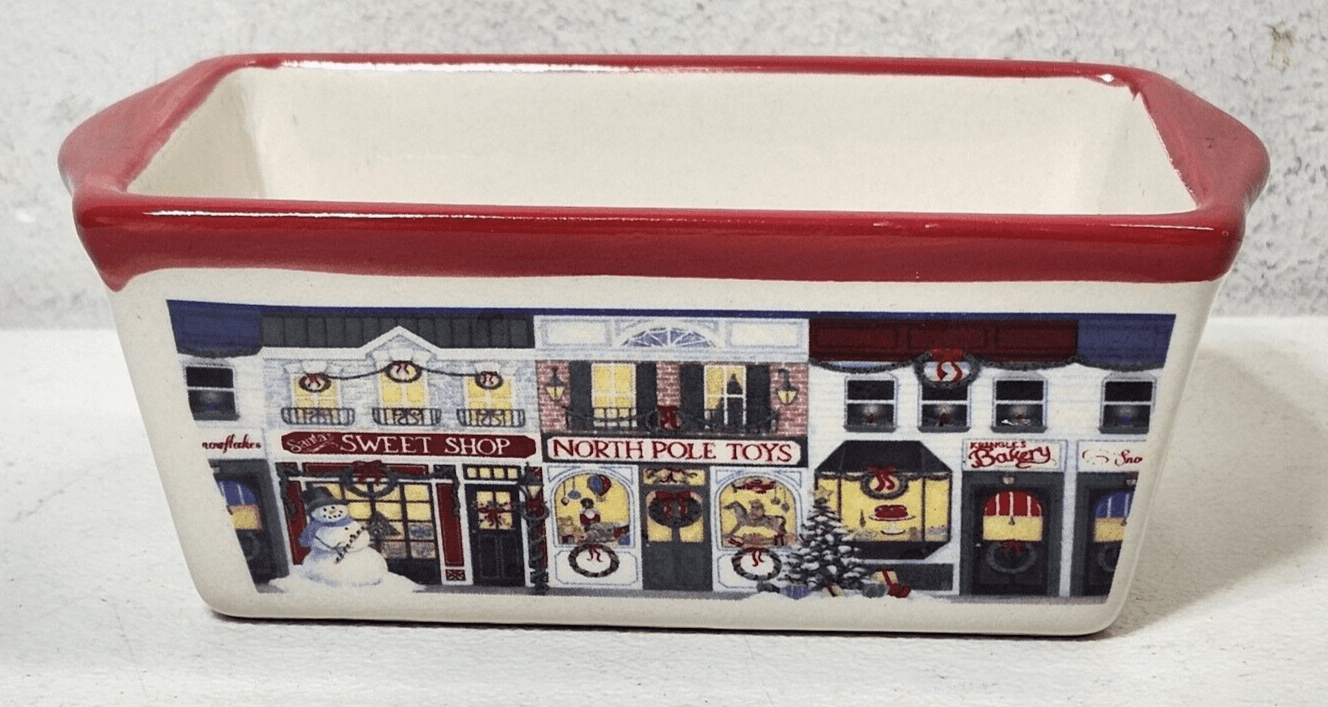 Winter Theme Nantucket Mini Loaf Pan Decorative City Holiday Scene 5.5" X 3.5" - Thumbnail 5