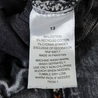 Arizona Jean Highest Rise Vintage Straight Jeans Size 13 Gray Studded - Thumbnail 10
