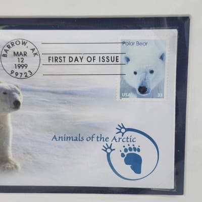 First Day Of Issue Polar Bear Animals Of The Arctic 1999 Stamp Barrow Alaska - Thumbnail 5