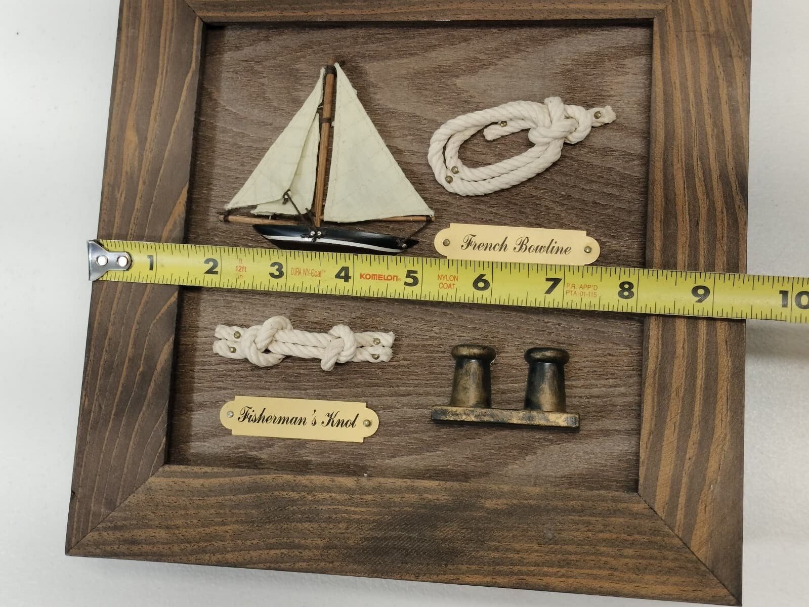 Fisherman Nautical Shadow Box W/Ship & Varity of Rope Knots - Thumbnail 3
